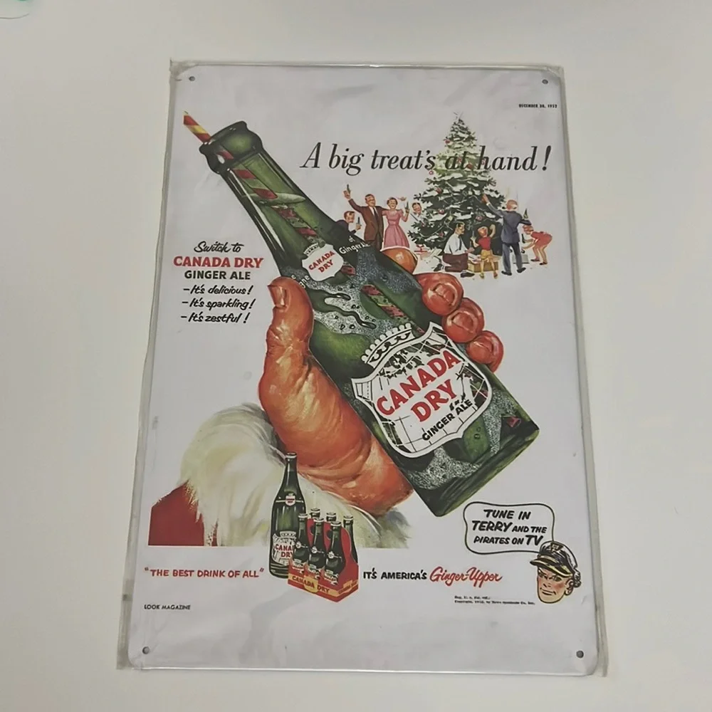 3/$20 - CANADA DRY Metal Sign - Vintage style - 8x12” tin wall art